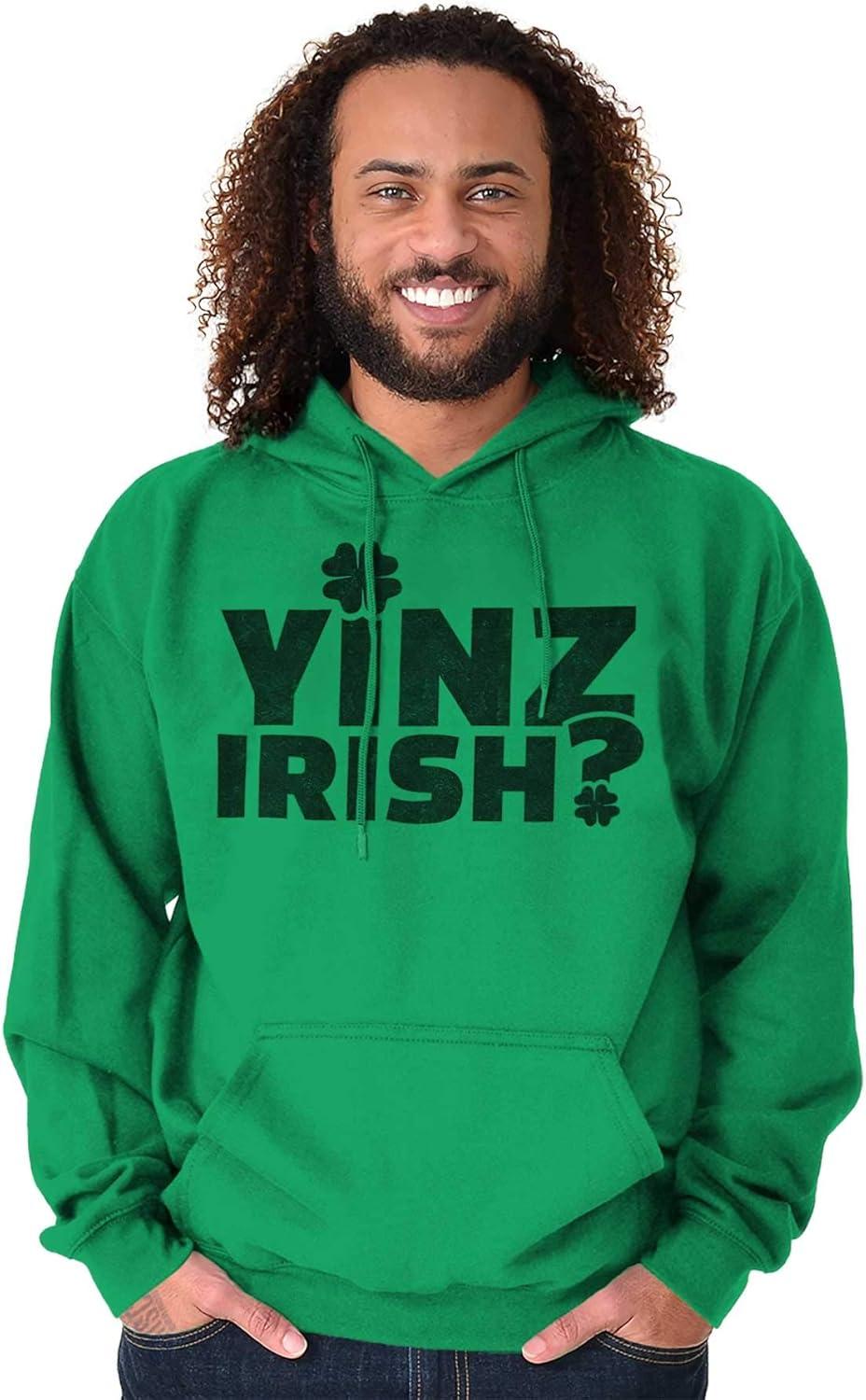 imageBrisco Brands Yinz Irish Funny St Patricks Day Hoodie Sweatshirt Women MenIrish Green