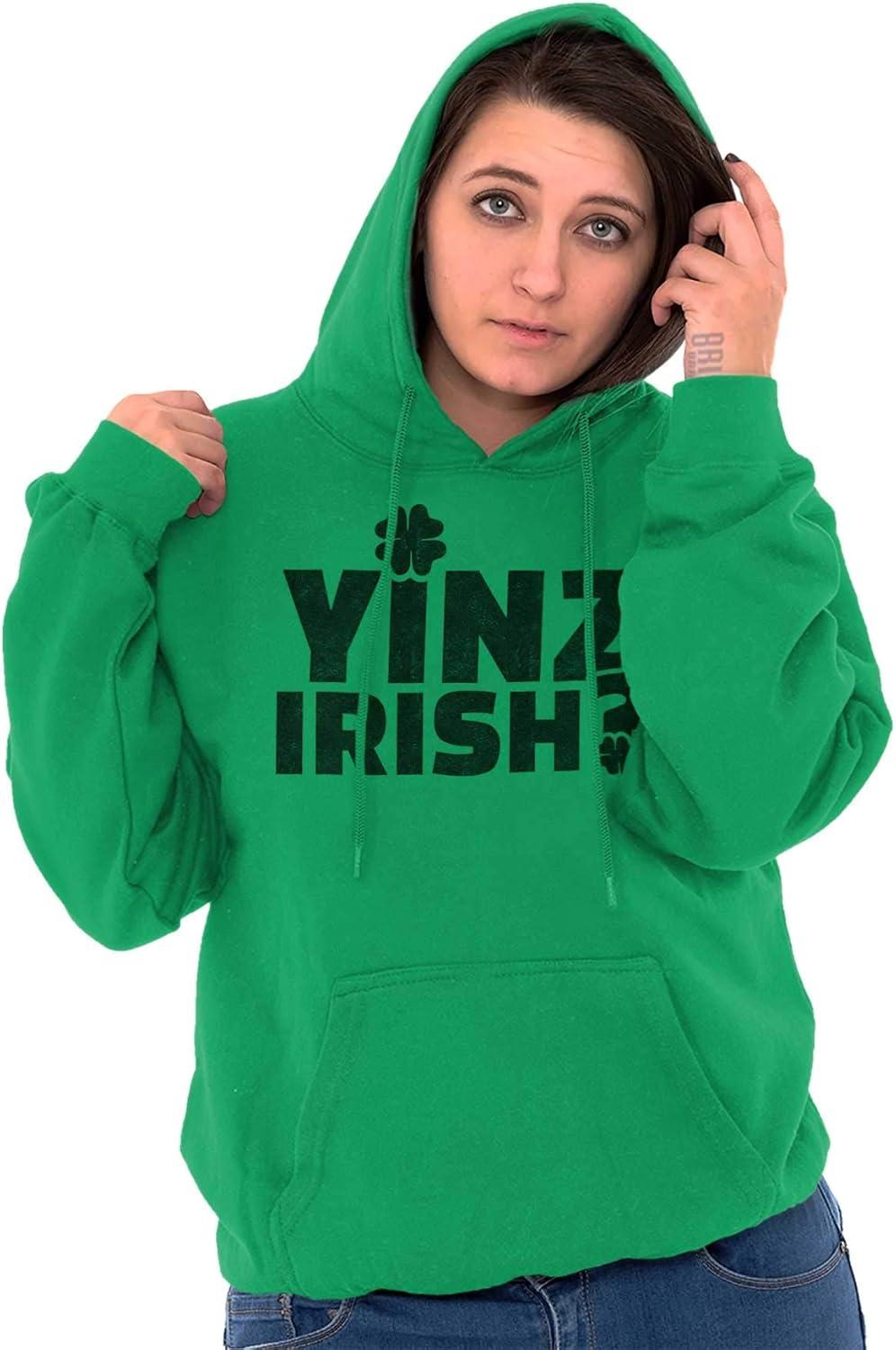 imageBrisco Brands Yinz Irish Funny St Patricks Day Hoodie Sweatshirt Women MenIrish Green
