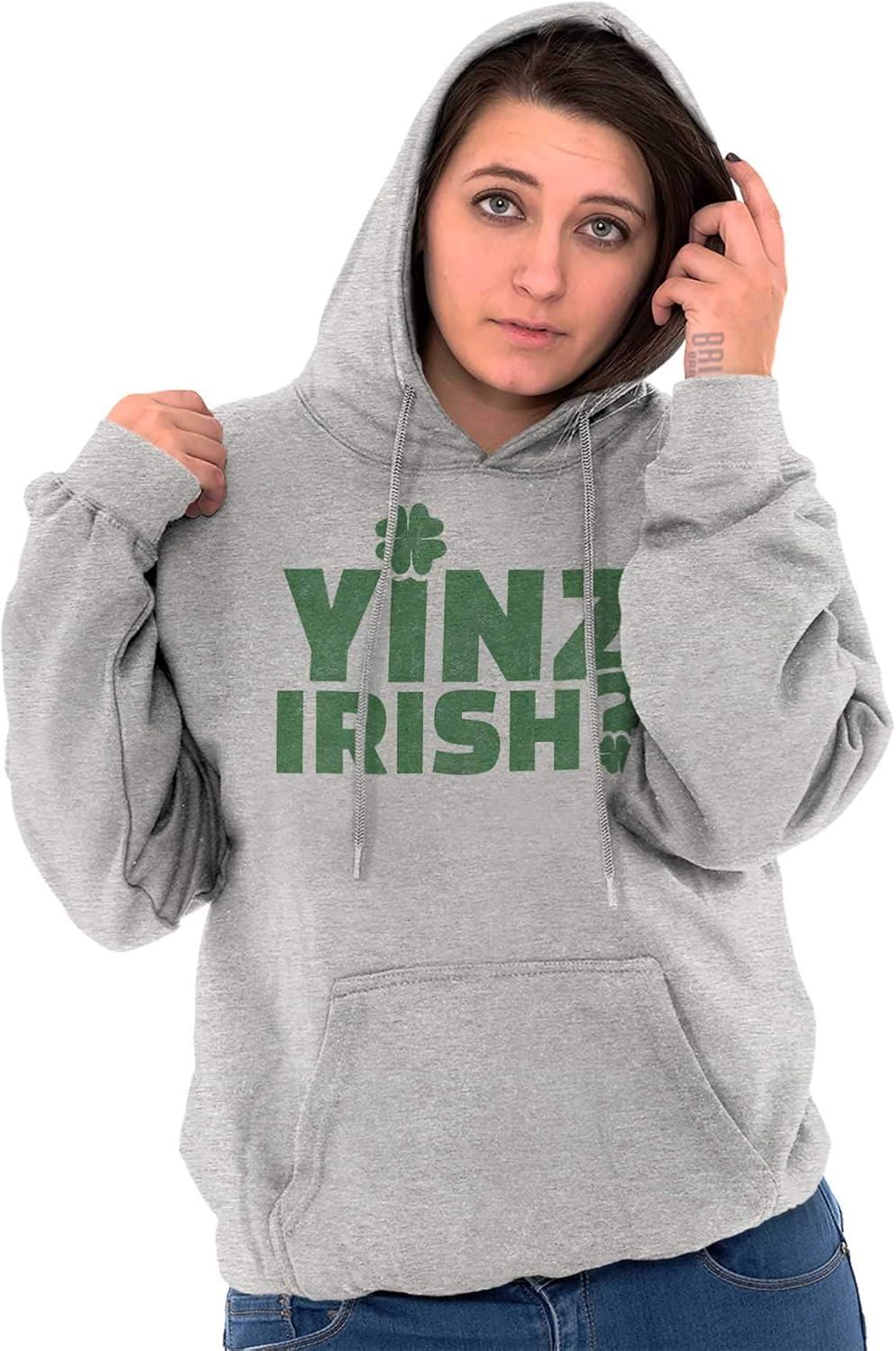 imageBrisco Brands Yinz Irish Funny St Patricks Day Hoodie Sweatshirt Women MenSport Grey