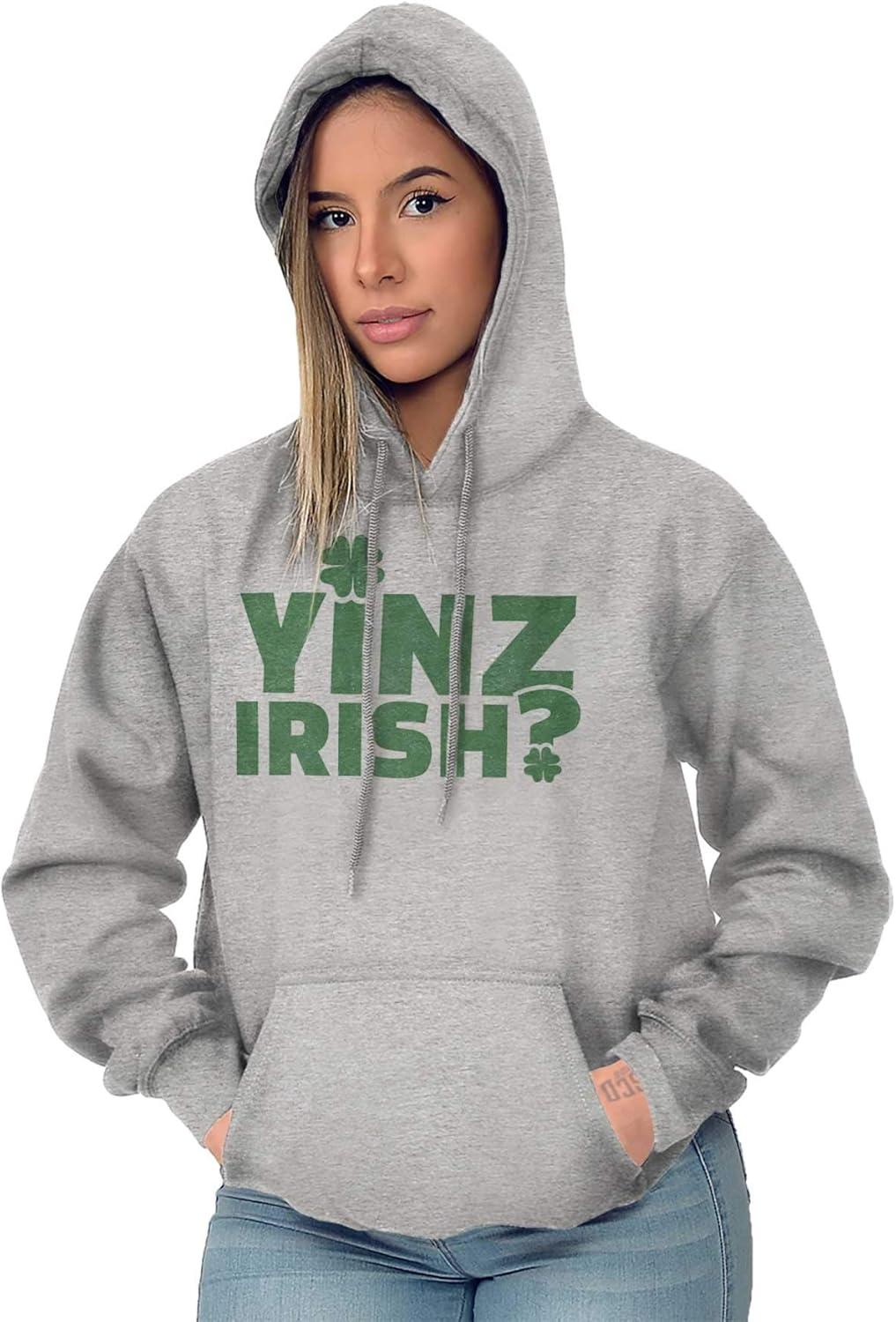 imageBrisco Brands Yinz Irish Funny St Patricks Day Hoodie Sweatshirt Women MenSport Grey