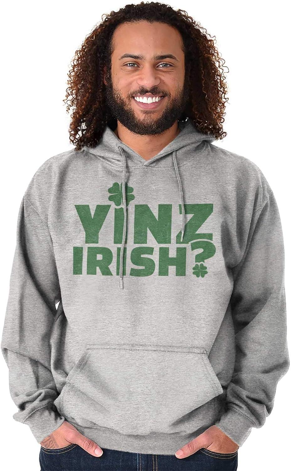 imageBrisco Brands Yinz Irish Funny St Patricks Day Hoodie Sweatshirt Women MenSport Grey