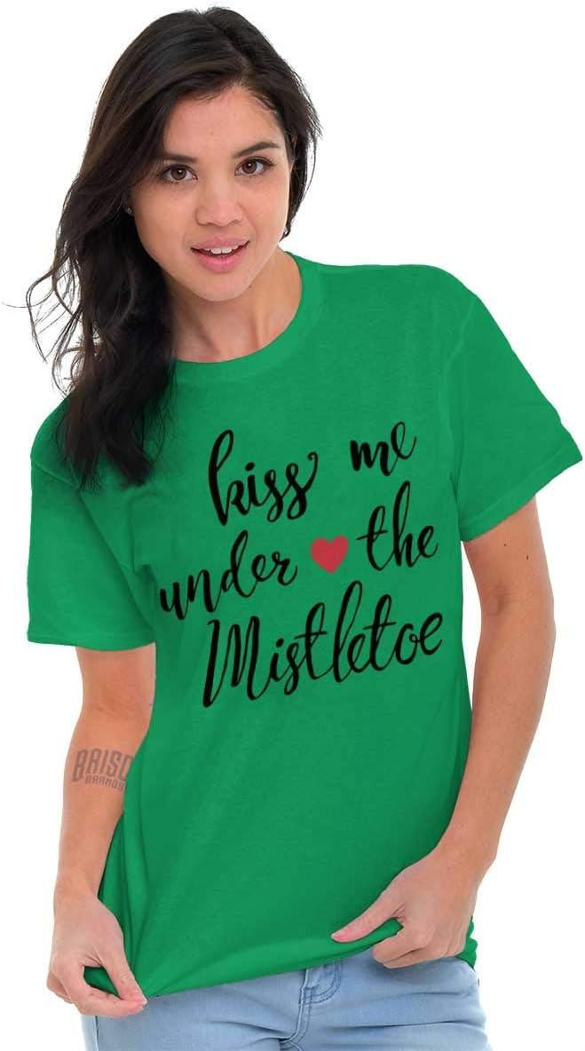 imageChristmas Kiss Me Under The Mistletoe Womens Graphic T Shirt TeesIrish Green