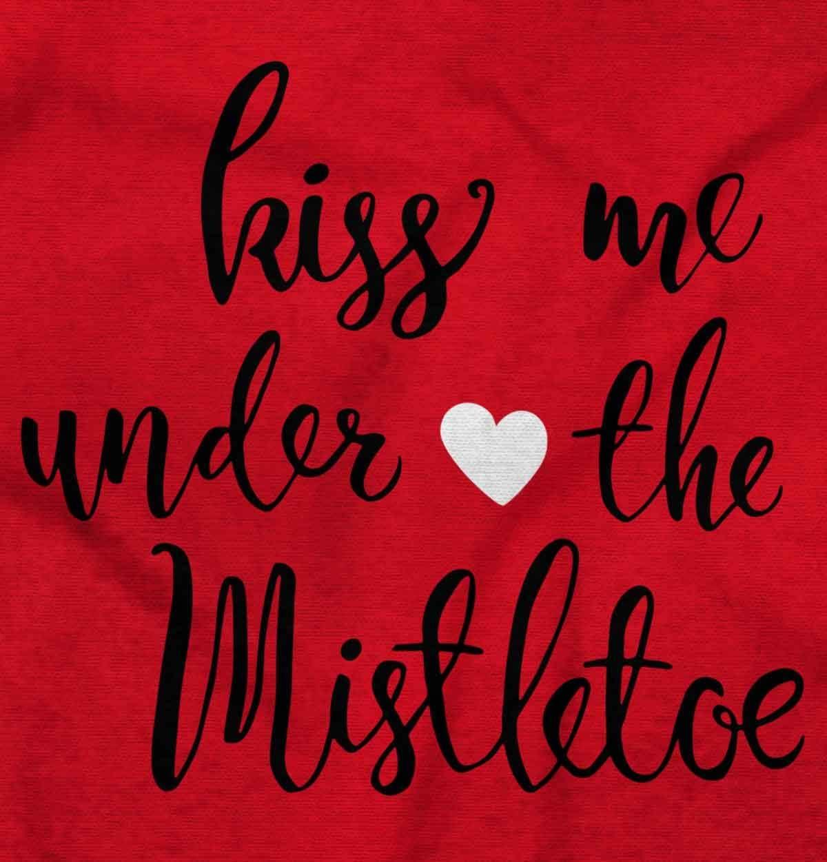 imageChristmas Kiss Me Under The Mistletoe Womens Graphic T Shirt TeesRed