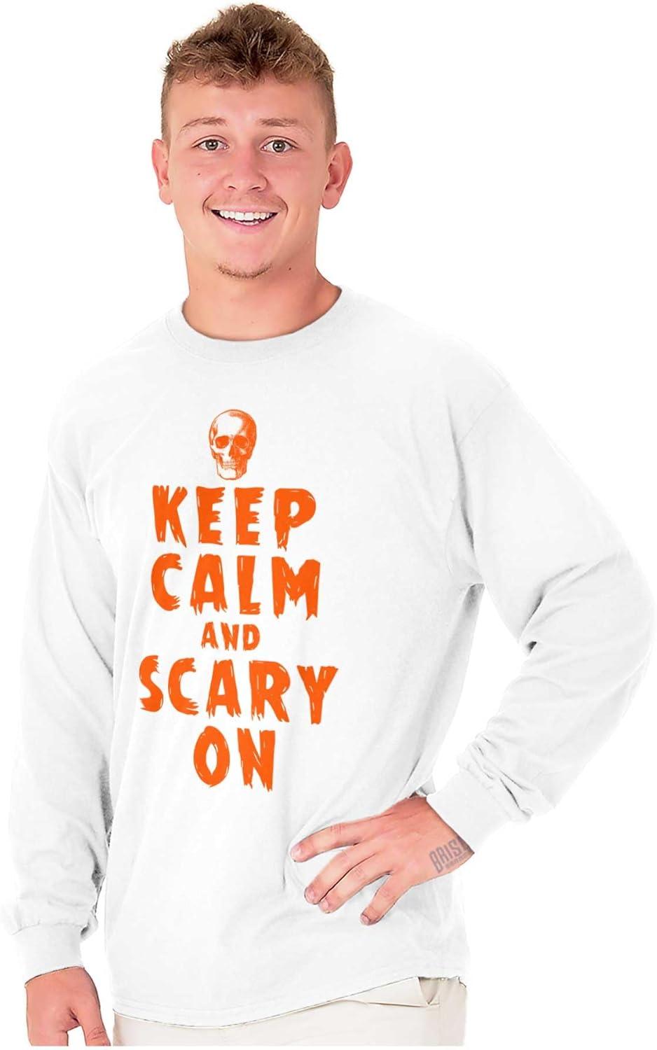 imageHalloween Keep Calm and Scary On Long Sleeve Tshirt Men WomenWhite