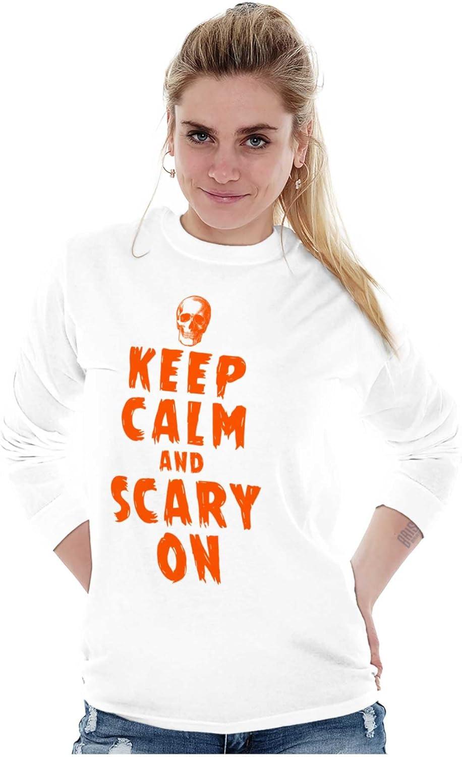 imageHalloween Keep Calm and Scary On Long Sleeve Tshirt Men WomenWhite