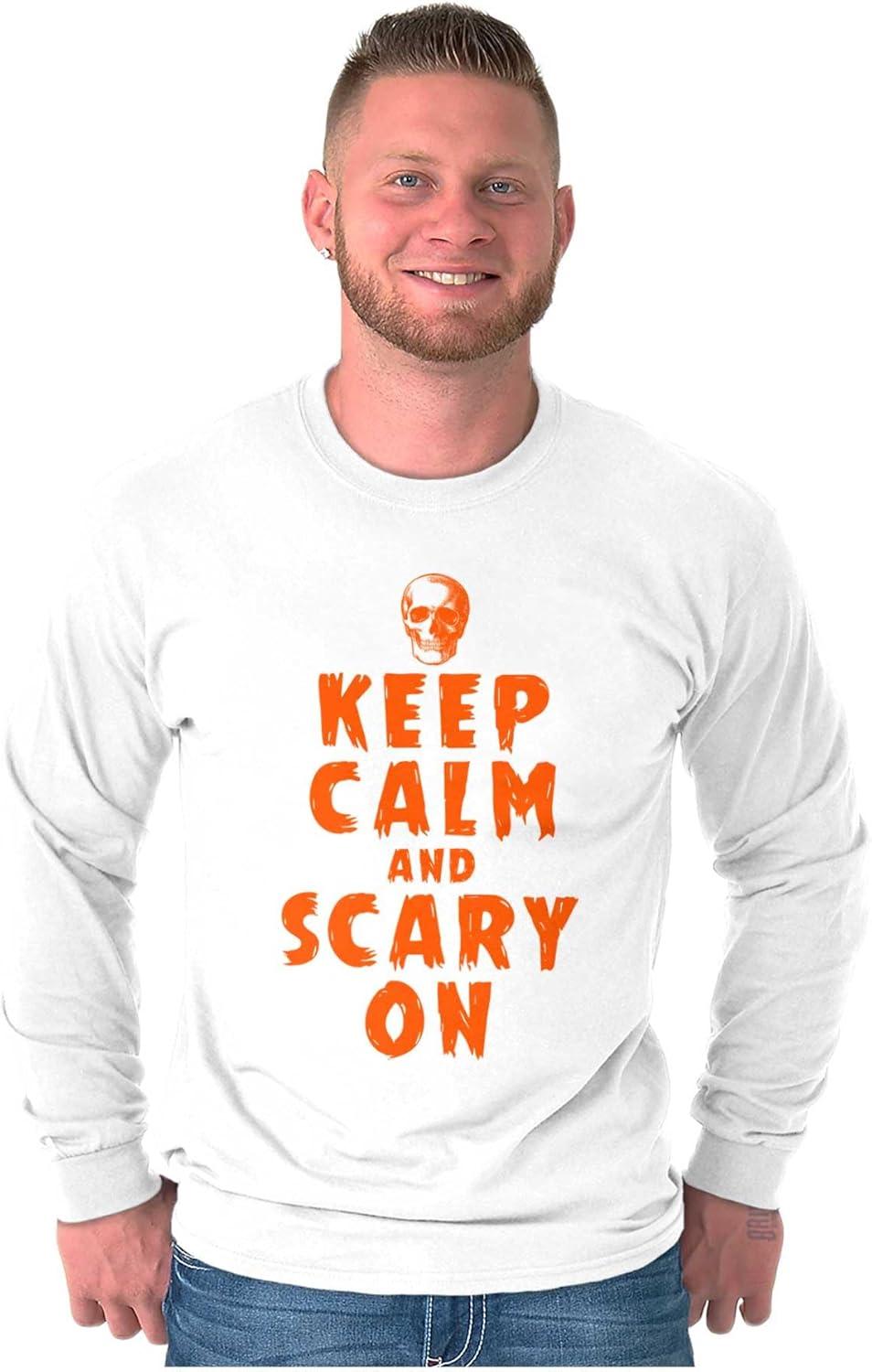 imageHalloween Keep Calm and Scary On Long Sleeve Tshirt Men WomenWhite