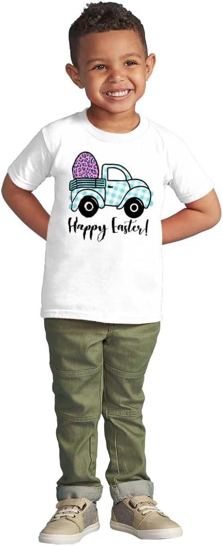 imageHappy Easter Plaid Egg Hunt Truck Toddler Baby Girl T ShirtWhite