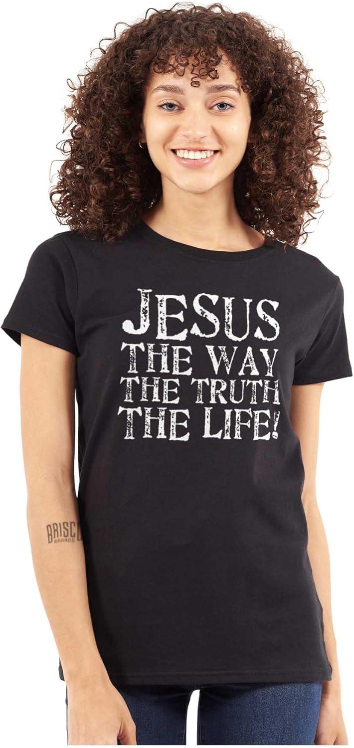 imageJesus The Way Truth Life Christian Womens Slim Fit Graphic TeeBlack