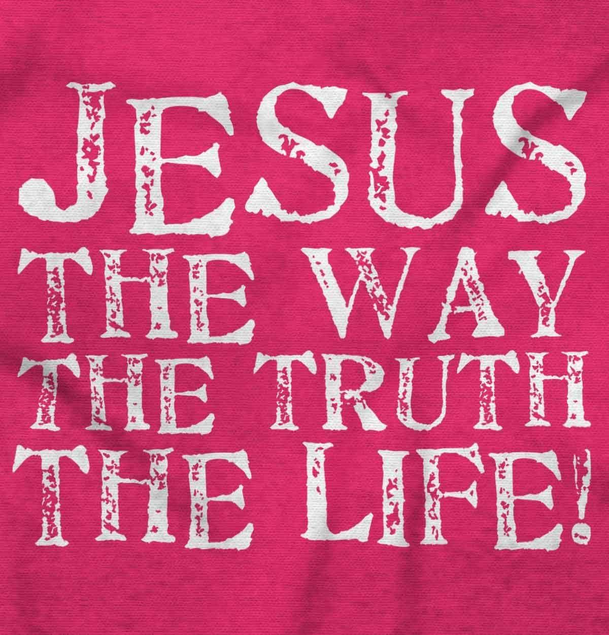 imageJesus The Way Truth Life Christian Womens Slim Fit Graphic TeeHeliconia