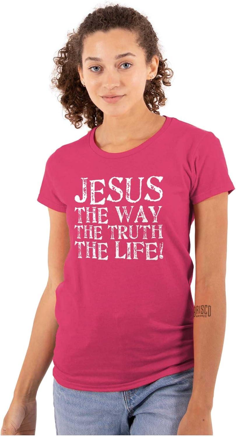 imageJesus The Way Truth Life Christian Womens Slim Fit Graphic TeeHeliconia