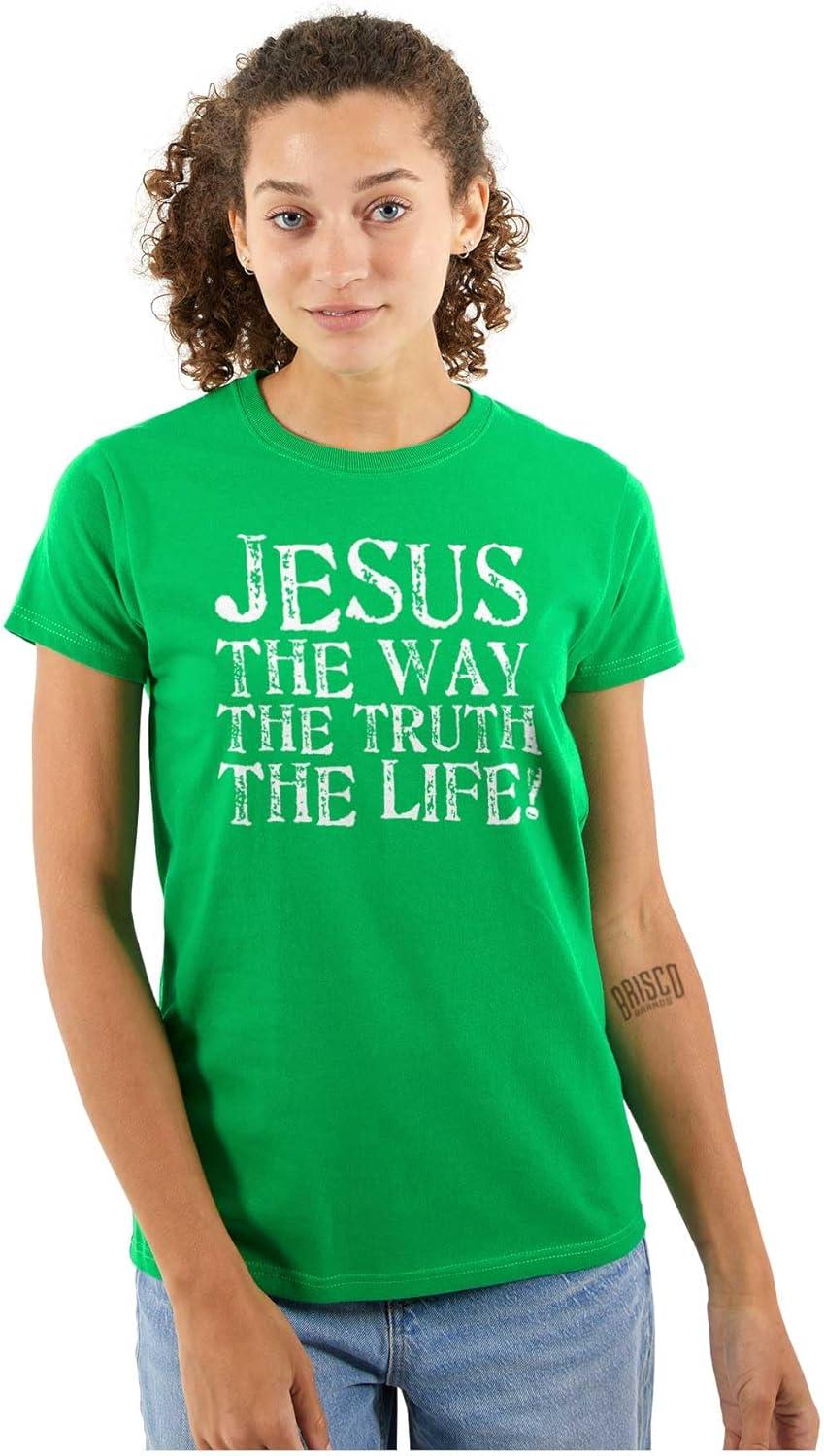 imageJesus The Way Truth Life Christian Womens Slim Fit Graphic TeeIrish Green
