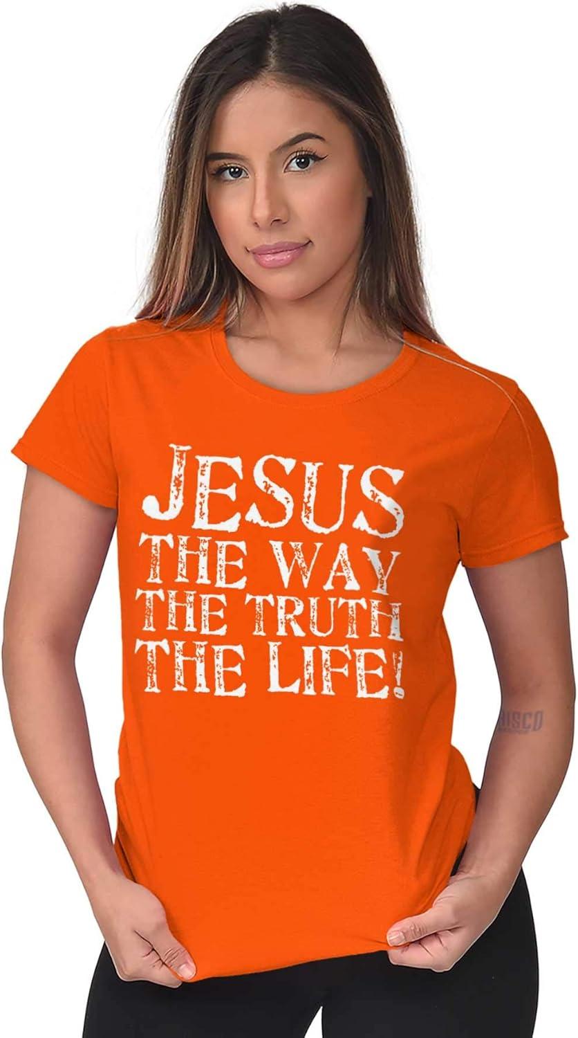 imageJesus The Way Truth Life Christian Womens Slim Fit Graphic TeeOrange