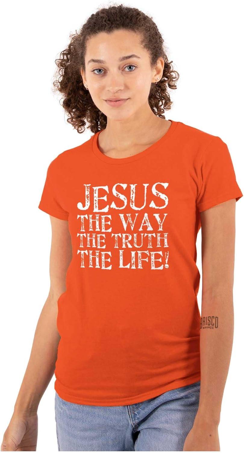 imageJesus The Way Truth Life Christian Womens Slim Fit Graphic TeeOrange
