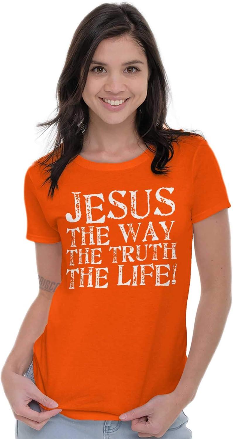 imageJesus The Way Truth Life Christian Womens Slim Fit Graphic TeeOrange