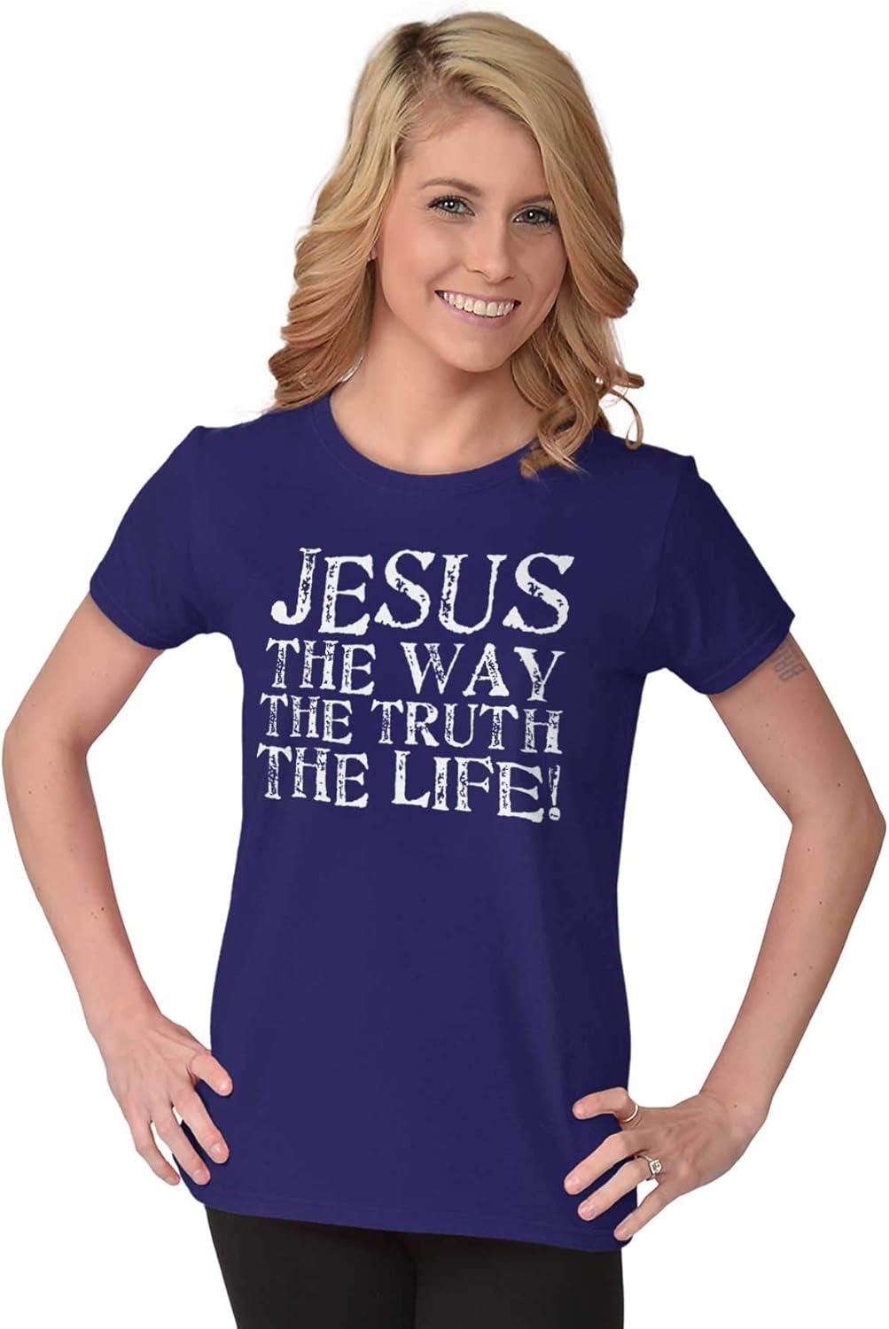 imageJesus The Way Truth Life Christian Womens Slim Fit Graphic TeePurple