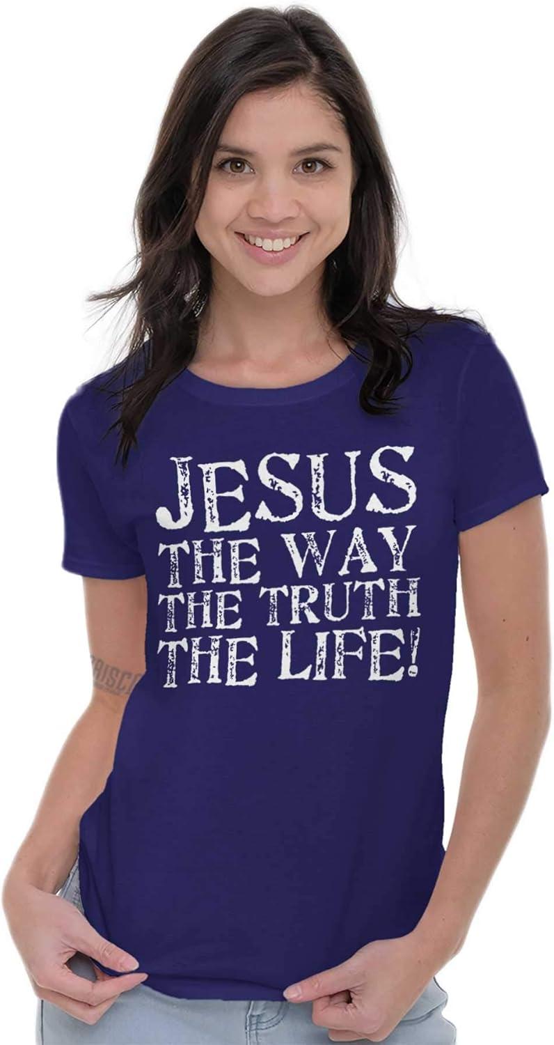 imageJesus The Way Truth Life Christian Womens Slim Fit Graphic TeePurple