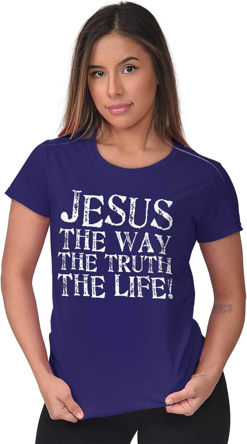 imageJesus The Way Truth Life Christian Womens Slim Fit Graphic TeePurple