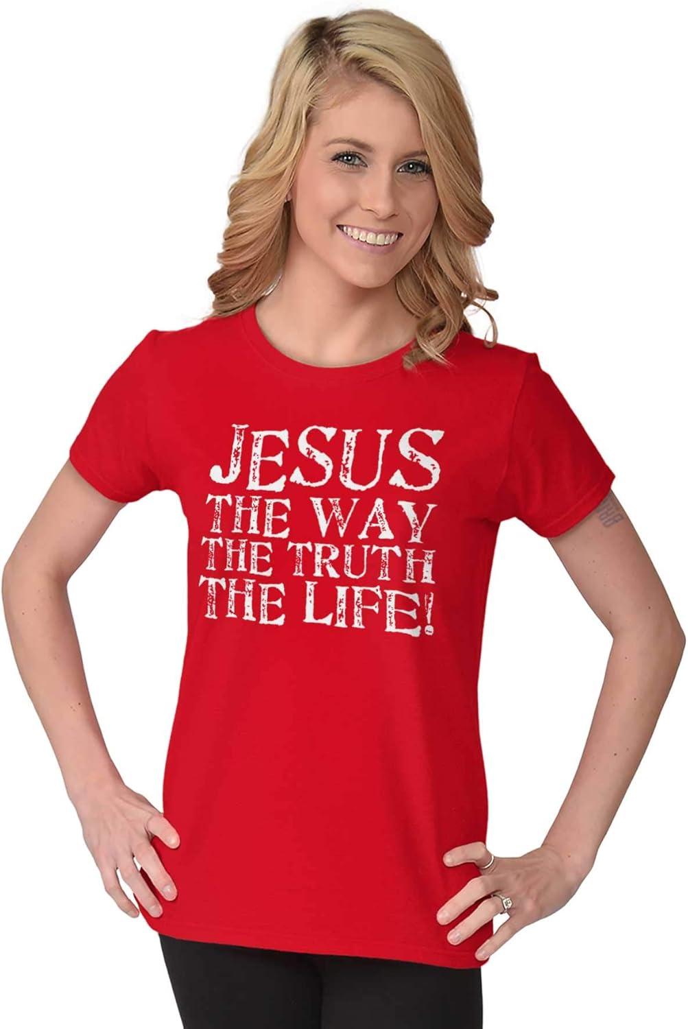 imageJesus The Way Truth Life Christian Womens Slim Fit Graphic TeeRed