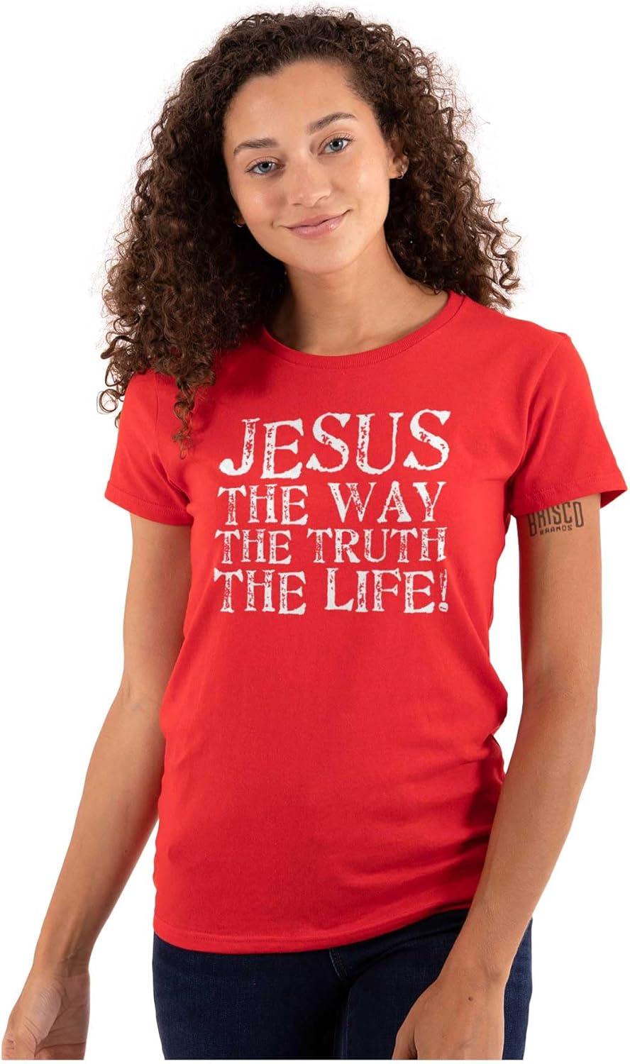 imageJesus The Way Truth Life Christian Womens Slim Fit Graphic TeeRed