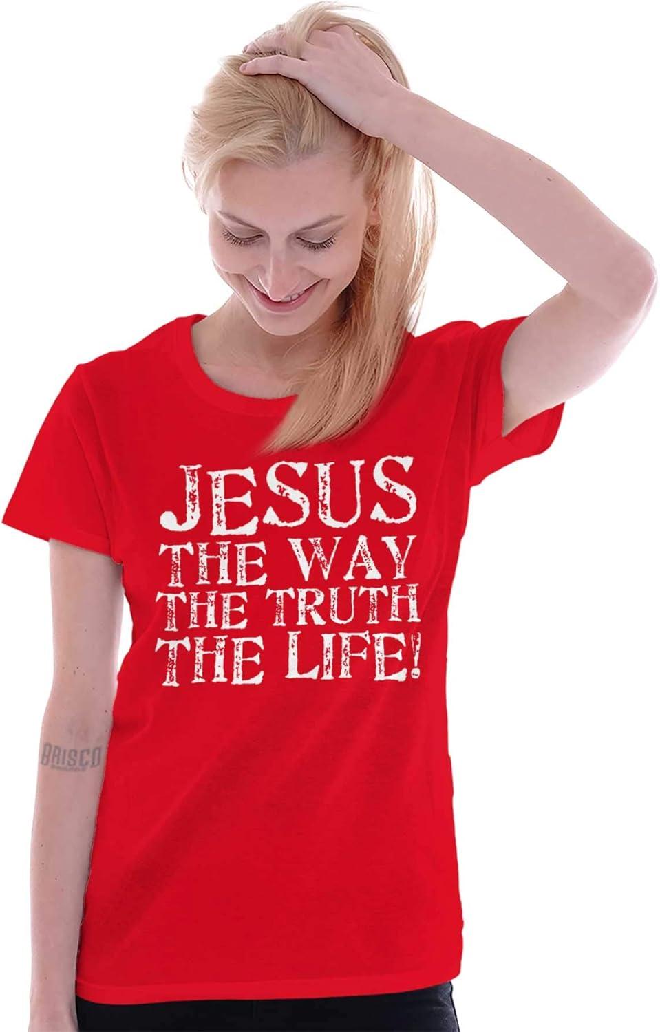 imageJesus The Way Truth Life Christian Womens Slim Fit Graphic TeeRed