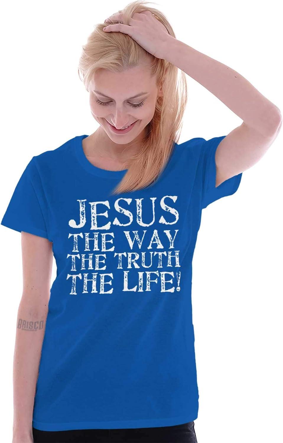 imageJesus The Way Truth Life Christian Womens Slim Fit Graphic TeeRoyal
