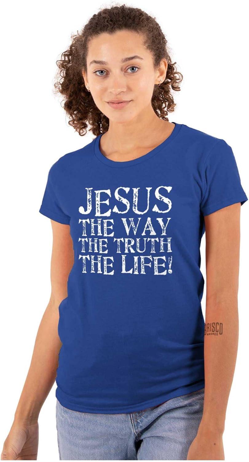 imageJesus The Way Truth Life Christian Womens Slim Fit Graphic TeeRoyal