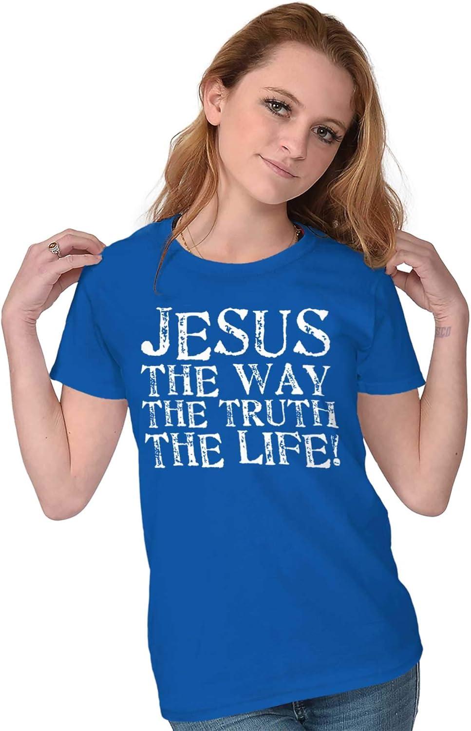 imageJesus The Way Truth Life Christian Womens Slim Fit Graphic TeeRoyal