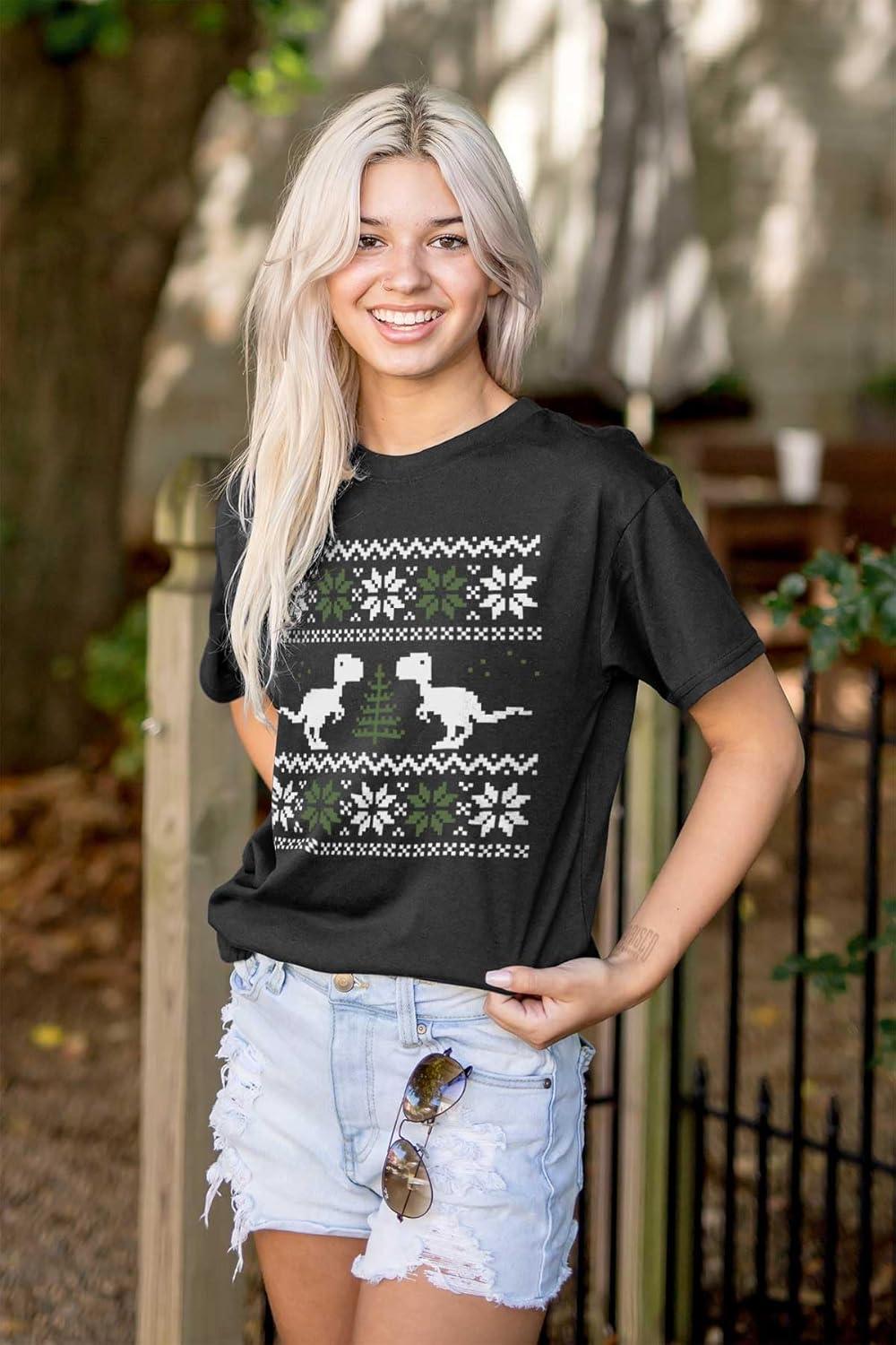 imageUgly Christmas TRex Dinosaur Party Graphic T Shirt Men or WomenBlack