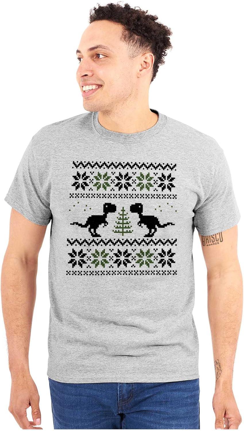 imageUgly Christmas TRex Dinosaur Party Graphic T Shirt Men or WomenSport Grey