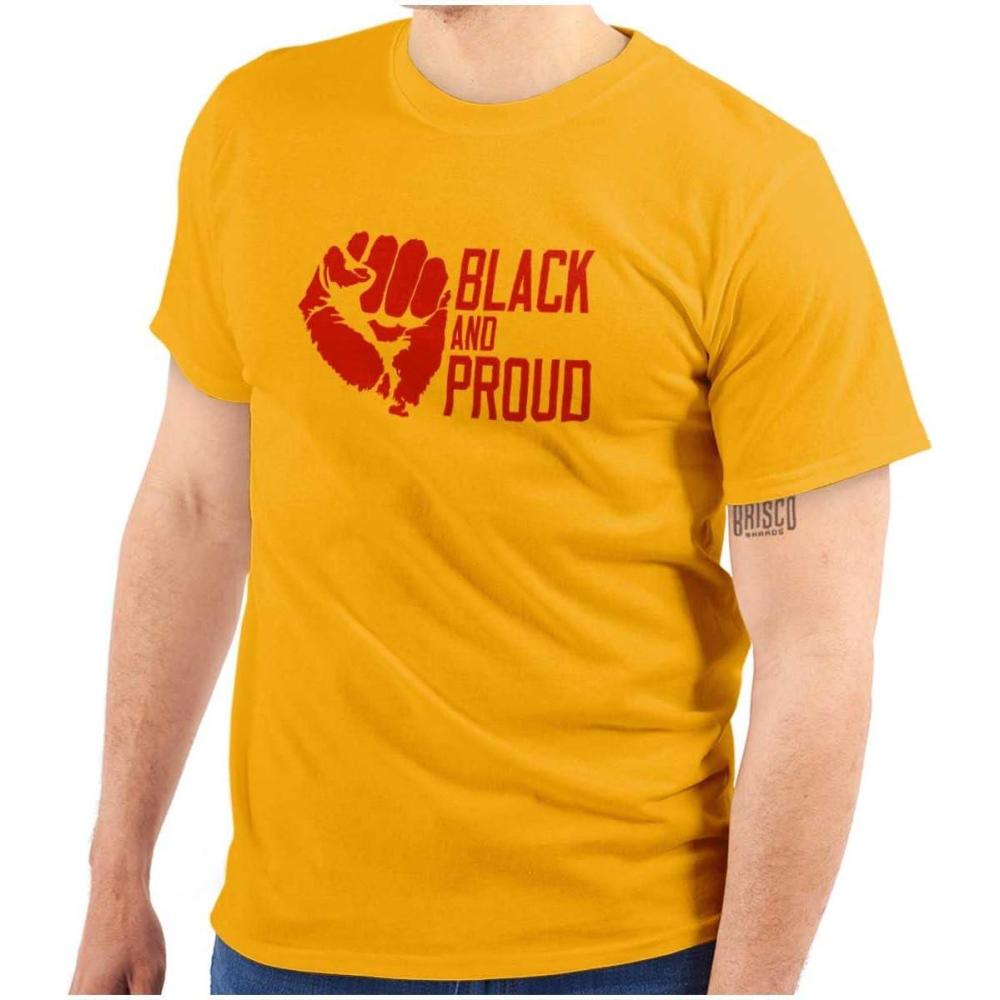 imageBrisco Brands Black and Proud African American Graphic T Shirt Men or WomenGold