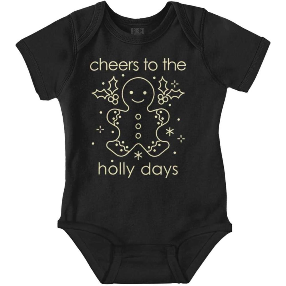 imageBrisco Brands Christmas Cheers To The Holly Days Baby Romper Boys or GirlsBlack