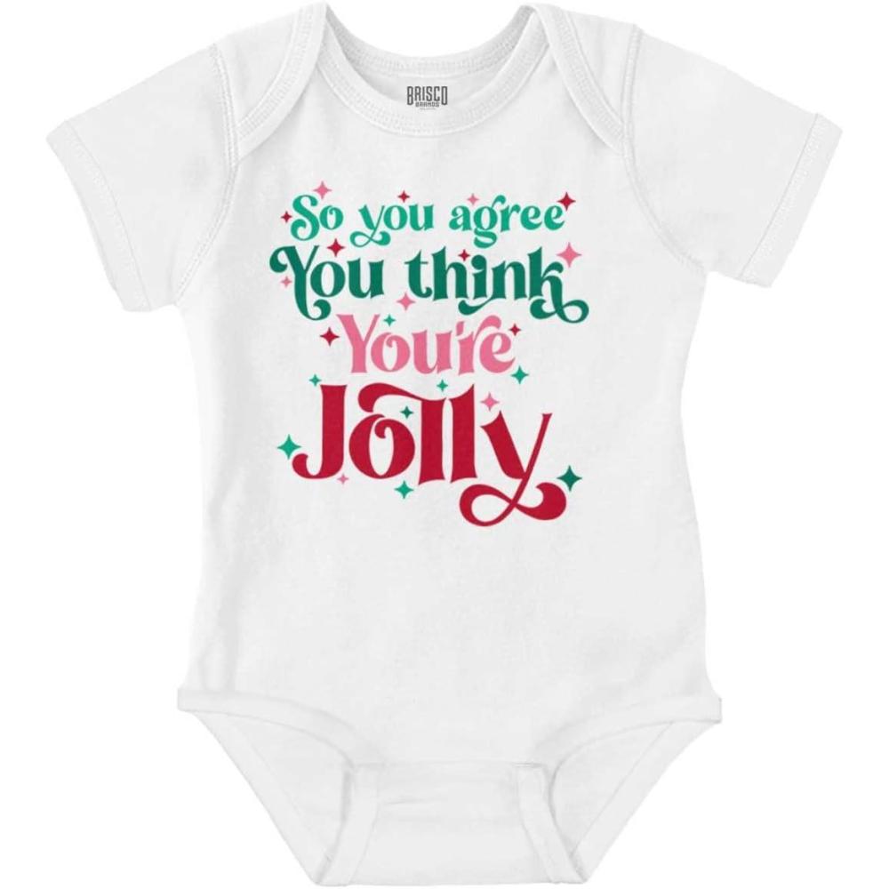 imageBrisco Brands Christmas You Think Youre Jolly Baby Bodysuit Jumper GirlsWhite