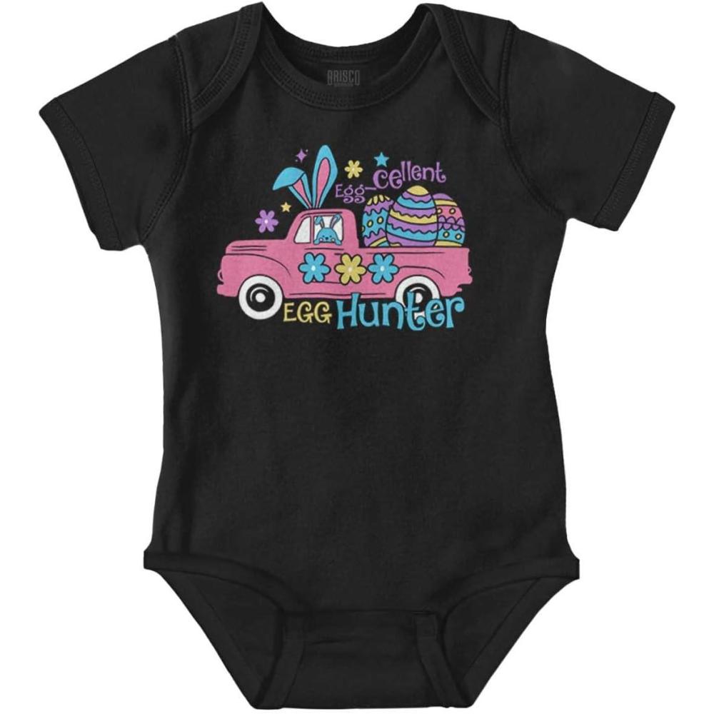 imageBrisco Brands Easter EggCellent Egg Hunter Truck Baby Bodysuit Jumper GirlsBlack