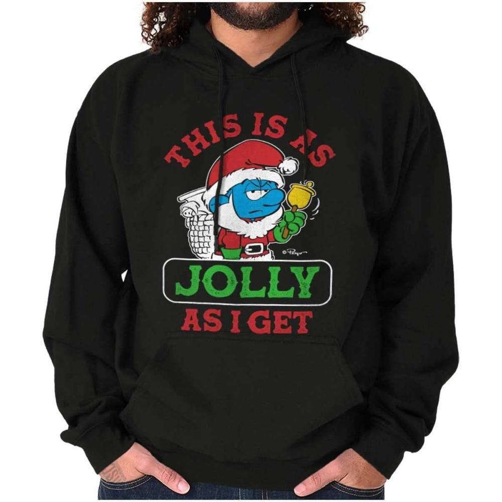 imageBrisco Brands Santa Grumpy Smurf Jolly Christmas Hoodie Sweatshirt Women MenBlack
