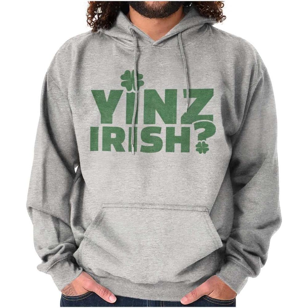 imageBrisco Brands Yinz Irish Funny St Patricks Day Hoodie Sweatshirt Women MenSport Grey