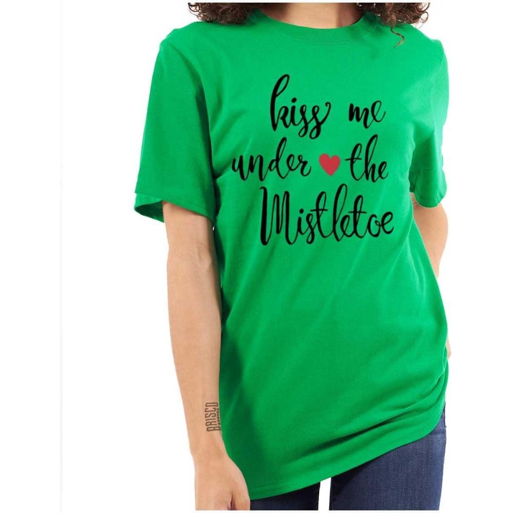 imageChristmas Kiss Me Under The Mistletoe Womens Graphic T Shirt TeesIrish Green