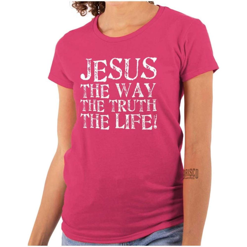 imageJesus The Way Truth Life Christian Womens Slim Fit Graphic TeeHeliconia