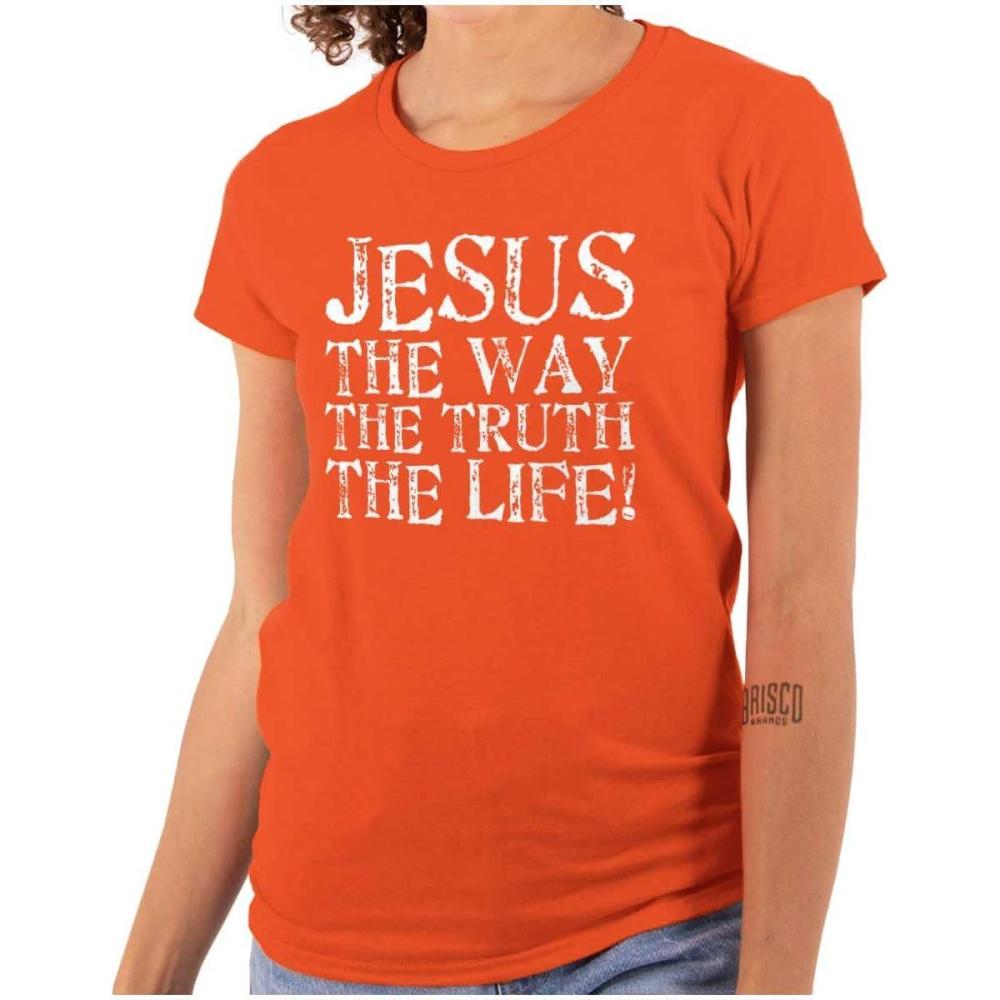imageJesus The Way Truth Life Christian Womens Slim Fit Graphic TeeOrange