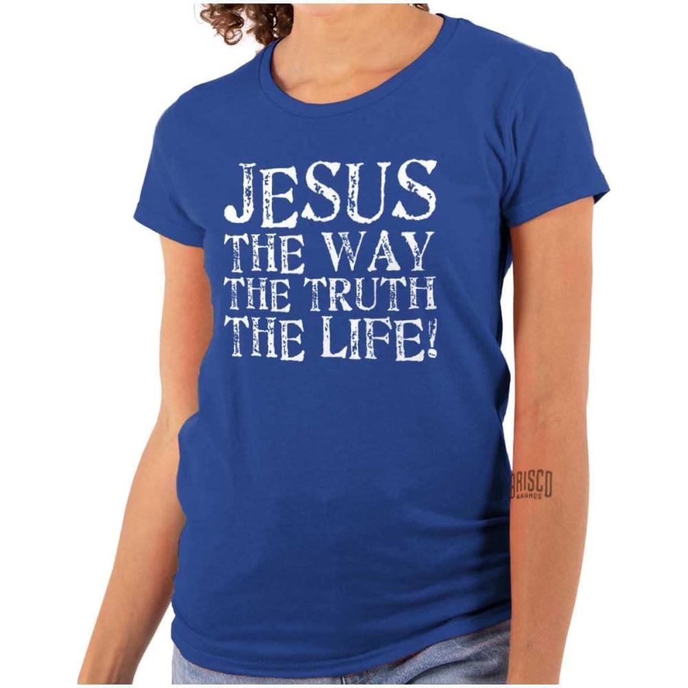 imageJesus The Way Truth Life Christian Womens Slim Fit Graphic TeeRoyal