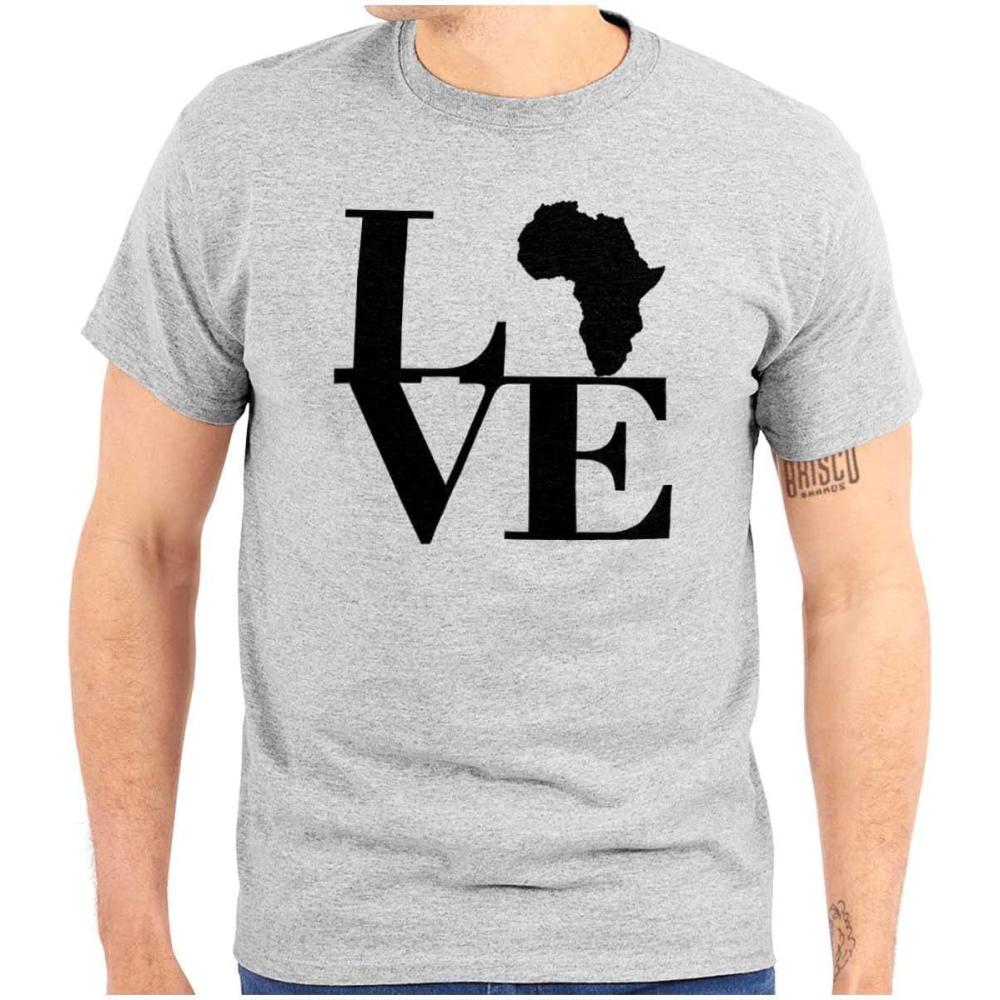 imageLove Africa Map Black African Pride Graphic T Shirt Men or WomenSport Grey