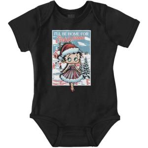 Brisco Brands Betty Boop Be Home For Christmas Baby Bodysuit Jumper Girls(Black)
