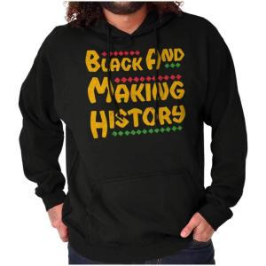Brisco Brands Black and Making History BHM Pride Hoodie Sweatshirt Women Men(Black)