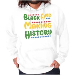 Brisco Brands Black and Making History BHM Pride Hoodie Sweatshirt Women Men(White)