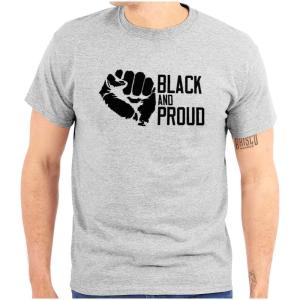 Brisco Brands Black and Proud African American Graphic T Shirt Men or Women(Sport Grey)