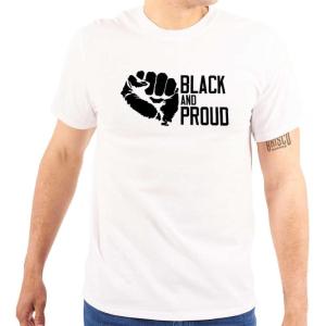 Brisco Brands Black and Proud African American Graphic T Shirt Men or Women(White)