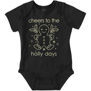 Brisco Brands Christmas Cheers To The Holly Days Baby Romper Boys or Girls(Black)