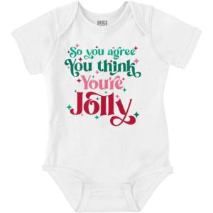 Brisco Brands Christmas You Think You’re Jolly Baby Bodysuit Jumper Girls(White)
