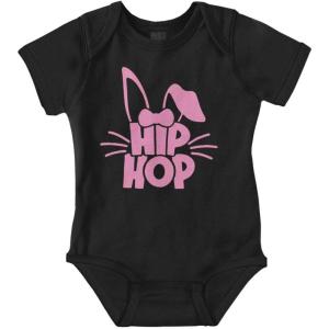 Brisco Brands Cute Easter Bunny Humor Hip Hop Pun Baby Bodysuit Jumper Girls(Black)