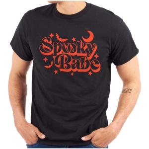 Brisco Brands Cute Halloween Witchy Spooky Babe Graphic T Shirt Men or Women(Black)