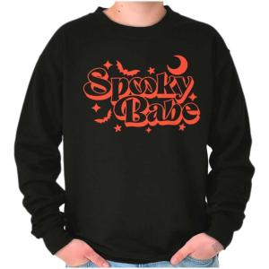 Brisco Brands Cute Halloween Witchy Spooky Babe Sweatshirt for Men or Women(Black)